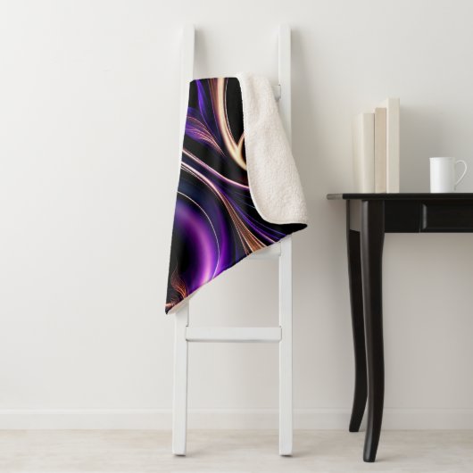 Midnight Bloom - Diep Paarse, Blauwgroen & Goud Ab Sherpa Deken (In situ)