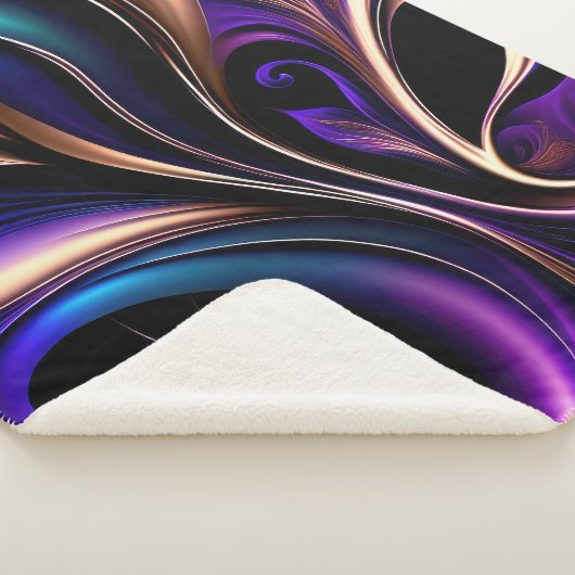 Midnight Bloom - Diep Paarse, Blauwgroen & Goud Ab Sherpa Deken (3/4)