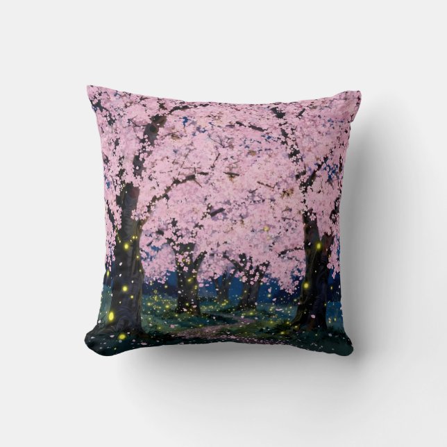 Midnight Bloom – Donkere Bloem Kunst Worp Kussen (Voorkant)