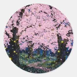 Midnight Bloom – Donkere Bloemrijke Kunst Klassiek Ronde Sticker