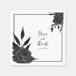 Midnight Bloom: een donkere bloem elegant Servet