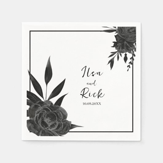 Midnight Bloom: een donkere bloem elegant Servet (Voorkant)