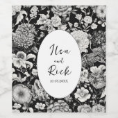 Midnight Bloom: een donkere bloem elegant Wijn Etiket (Enkel label)