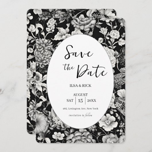 Midnight Bloom: Een donkere bloem Save The Date (Voorkant / Achterkant)