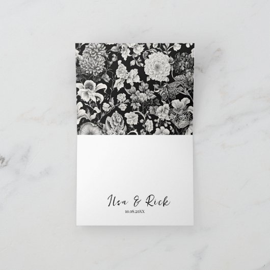 Midnight Bloom: een donkere bloemenbruiloft Bedankkaart (Binnen)