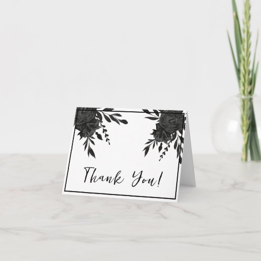 Midnight Bloom: een donkere bloemenbruiloft Bedankkaart (Voorkant)