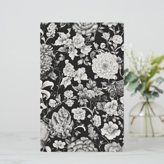 Midnight Bloom: een donkere bloemenbruiloft Briefpapier (Staand voorkant)