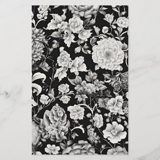 Midnight Bloom: een donkere bloemenbruiloft Briefpapier (Achterkant)