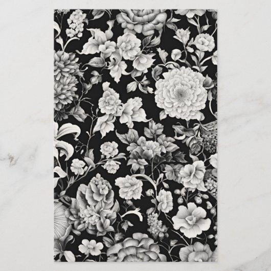 Midnight Bloom: een donkere bloemenbruiloft Briefpapier (Voorkant)