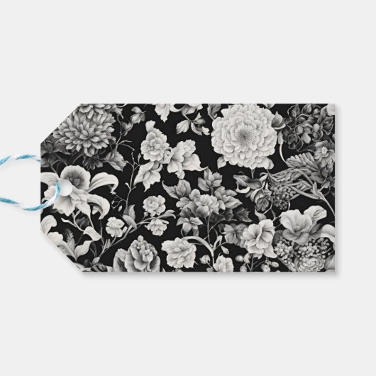 Midnight Bloom: een donkere bloemenbruiloft Cadeaulabel (Achterkant Horizontaal)