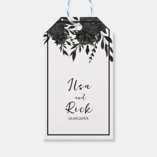 Midnight Bloom: een donkere bloemenbruiloft Cadeaulabel (Voorkant)