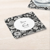 Midnight Bloom: een donkere bloemenbruiloft Kartonnen Onderzetters (Schuin)