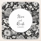 Midnight Bloom: een donkere bloemenbruiloft Kartonnen Onderzetters (Voorkant)