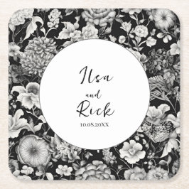 Midnight Bloom: een donkere bloemenbruiloft Kartonnen Onderzetters