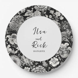 Midnight Bloom: een donkere bloemenbruiloft Papieren Bordje