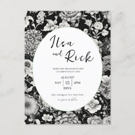 Midnight Bloom: een donkere bloemenbruiloft uitnod Briefkaart