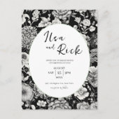 Midnight Bloom: een donkere bloemenbruiloft uitnod Briefkaart (Voorkant)