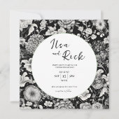 Midnight Bloom: een donkere bloemenbruiloft uitnod Kaart (Voorkant)