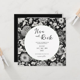 Midnight Bloom: een donkere bloemenbruiloft uitnod Kaart