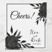 Midnight Bloom: een donkere bloemenbruiloft Wijn Etiket (Enkel label)