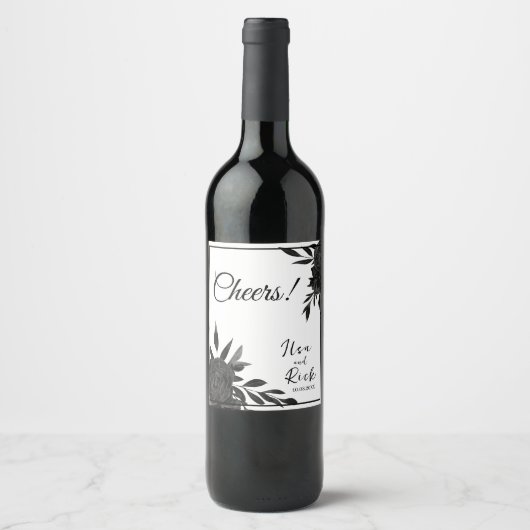 Midnight Bloom: een donkere bloemenbruiloft Wijn Etiket (Voorkant)