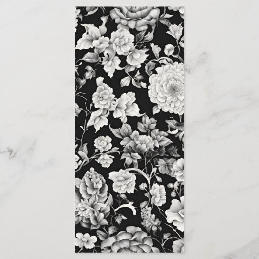 Midnight Bloom: een donkere bloemenelegante bruilo Menu (Achterkant)