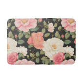 Midnight Bloom Elegance Blush Pink Roses Dark Badmat (Voorkant)