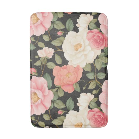 Midnight Bloom Elegance Blush Pink Roses Dark Badmat (Voorkant Verticaal)