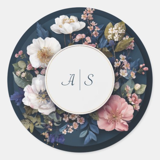 Midnight Bloom Elegante Bloemen Huwelijk Sticker (Voorkant)