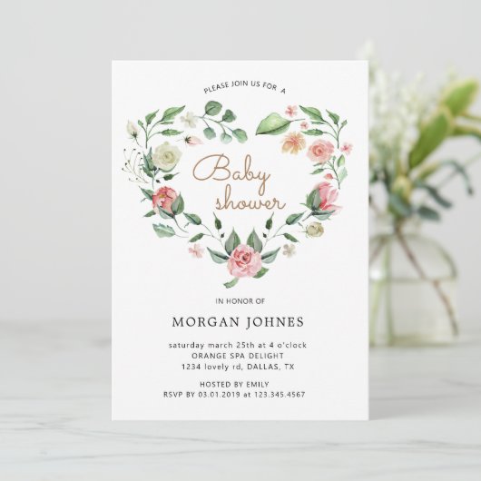 Midnight Bloom Floral Baby shower Invitation (Staand voorkant)
