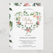 Midnight Bloom Floral Baby shower Invitation (Voorkant / Achterkant)