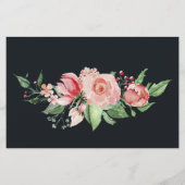 Midnight bloom floral elegant monogram briefpapier (Achterkant)