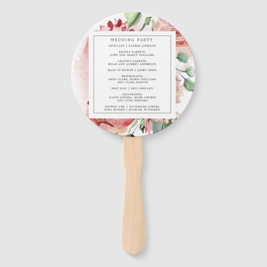 Midnight Bloom Floral Wedding Programme Hand Fan Handwaaier (Achterkant)