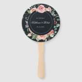 Midnight Bloom Floral Wedding Programme Hand Fan Handwaaier (Voorkant)
