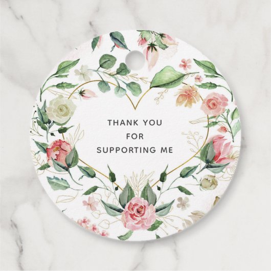 Midnight Bloom Handgemaakt Met Liefde Hart Bloemen Bedankjes Labels (Achterkant)