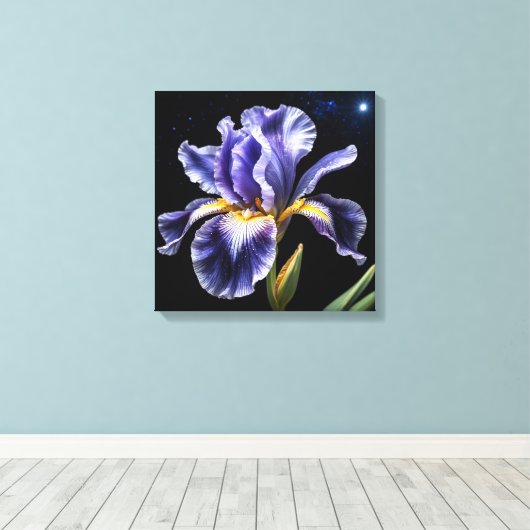 Midnight Bloom Iris Canvas Afdruk (Insitu (Houten vloer))