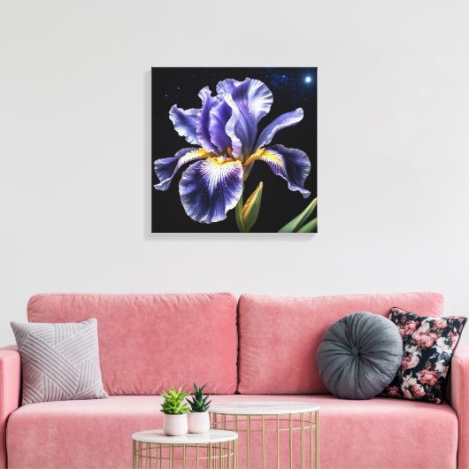 Midnight Bloom Iris Canvas Afdruk (Insitu (Woonkamer))