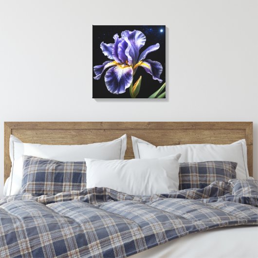 Midnight Bloom Iris Canvas Afdruk (Insitu (Slaapkamer))