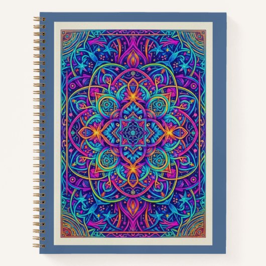 Midnight Bloom Mandala Zentangle Sacred Geometry Notitieboek (Voorkant)