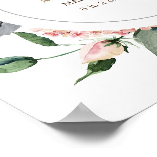 Midnight Bloom Monogram Baby Geboorte Poster (Hoek)