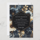 Midnight Bloom Opulent Wedding Kaart (Voorkant)