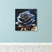 Midnight Bloom Rose Canvas Afdruk (Insitu (Houten vloer))