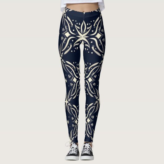 Midnight Bloom Symmetrie Leggings (Voorkant)