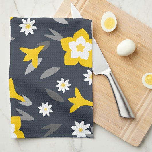 Midnight Bloom Theedoek (Quarter Fold)