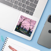 Midnight Bloom - Vierkante Vinyl  Sticker (Laptop met iPhone)