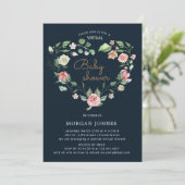 Midnight Bloom Virtual Baby shower Invitation (Staand voorkant)