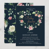 Midnight Bloom Virtual Baby shower Invitation (Voorkant / Achterkant)