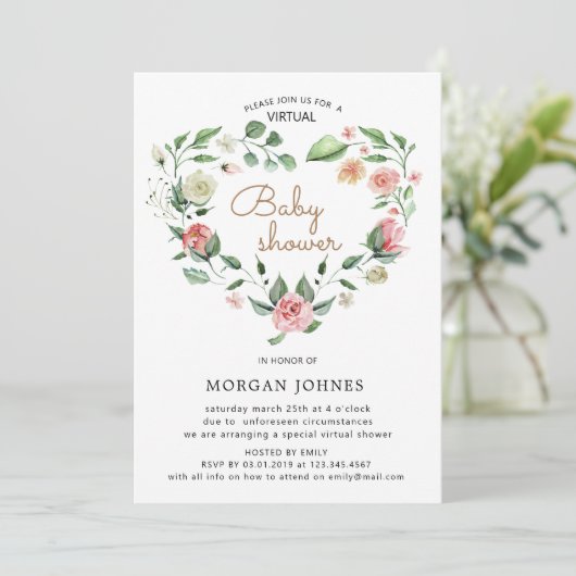 Midnight Bloom Virtual Baby shower Invitation (Staand voorkant)