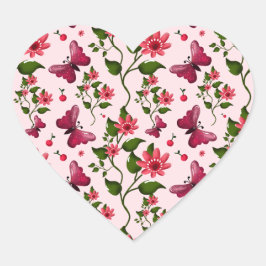 Midnight Bloom Vlinder Bloemenset voor feestelijke Hart Sticker