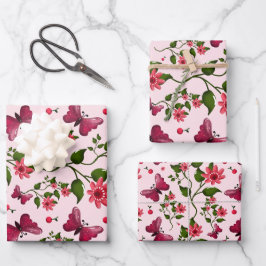 Midnight Bloom Vlinder Bloemstuk Inpakpapier Vel